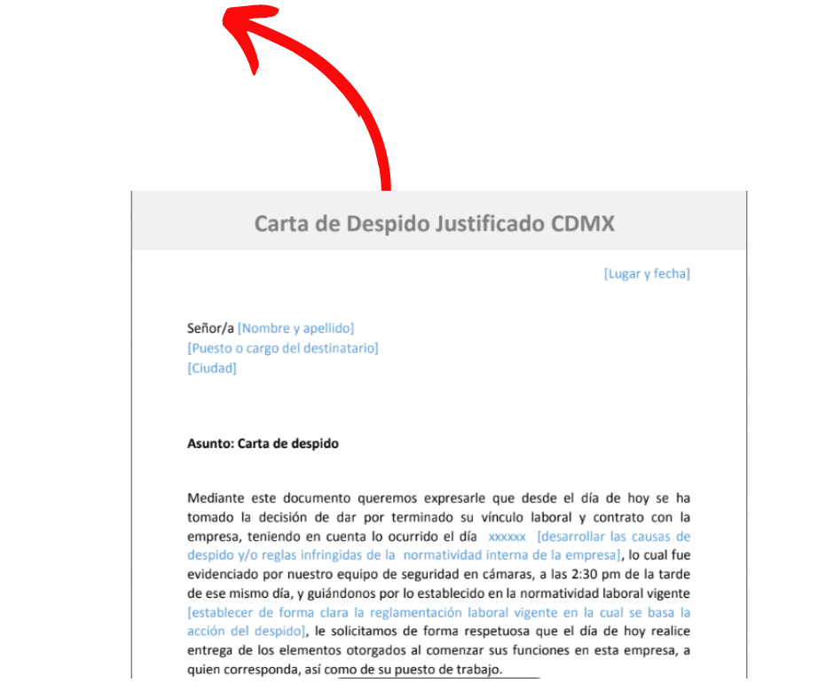 Carta de despido justificado en MÃ©xico en Word y PDF